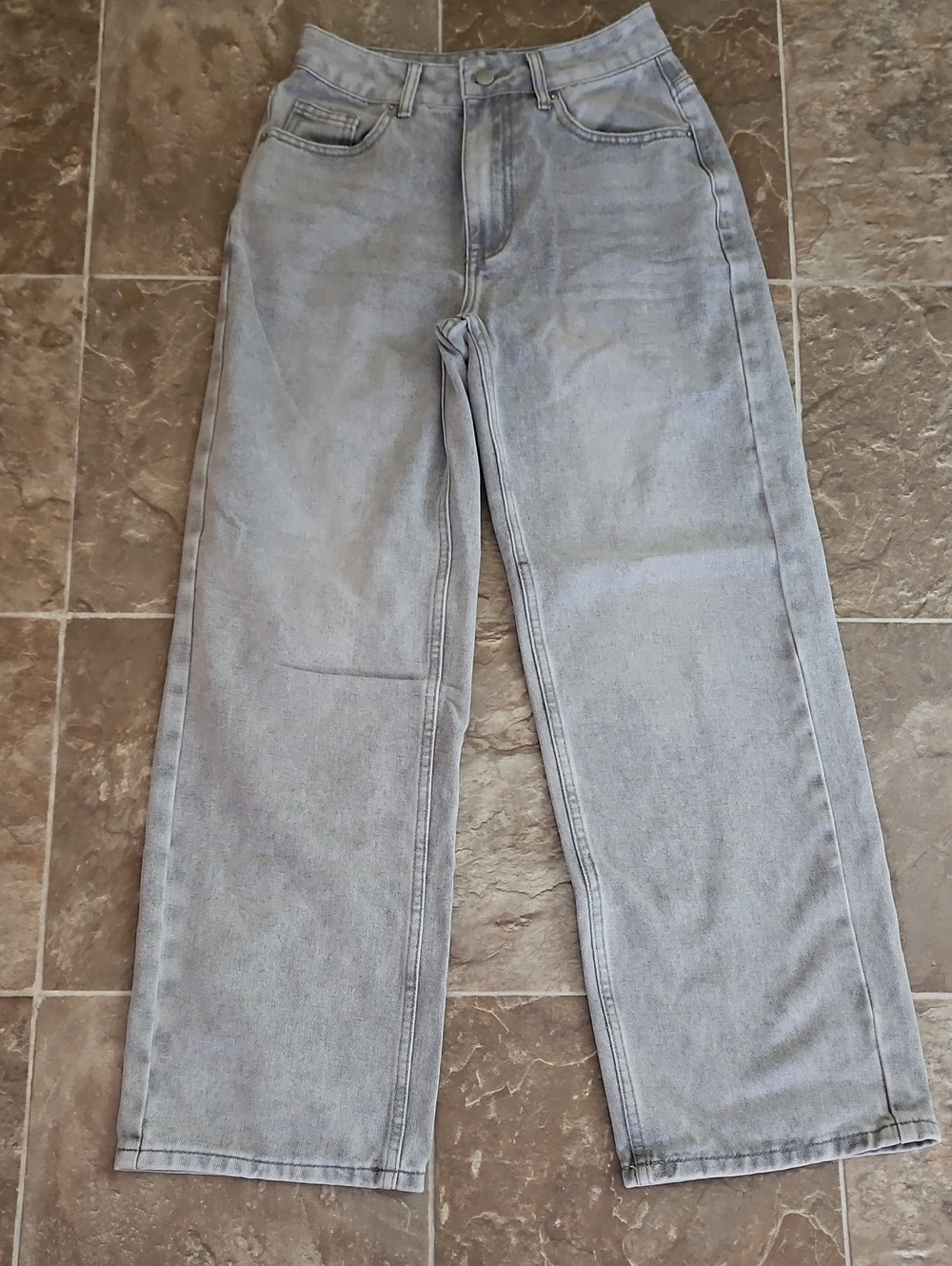 Light Gray High-Rise Wide Leg Jeans